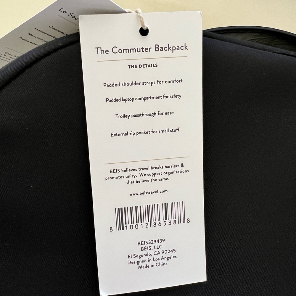 BEIS Black Minimalist Backpack - Picture 8 of 14